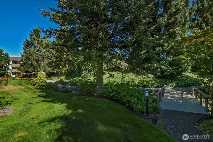 Expansive gardens provide beautiful open space on the 9.2 acre grounds.