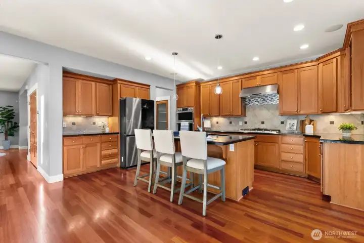 Generously sized kitchen with pantry.