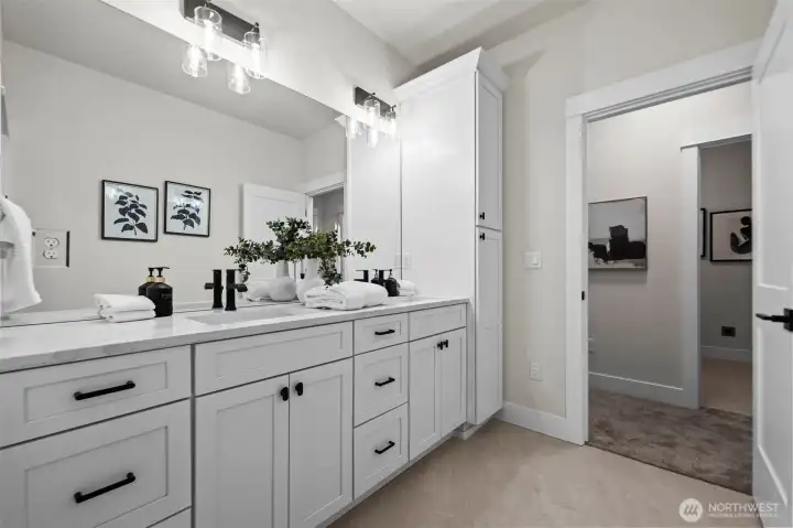 large Guest vanity with 2 sinks