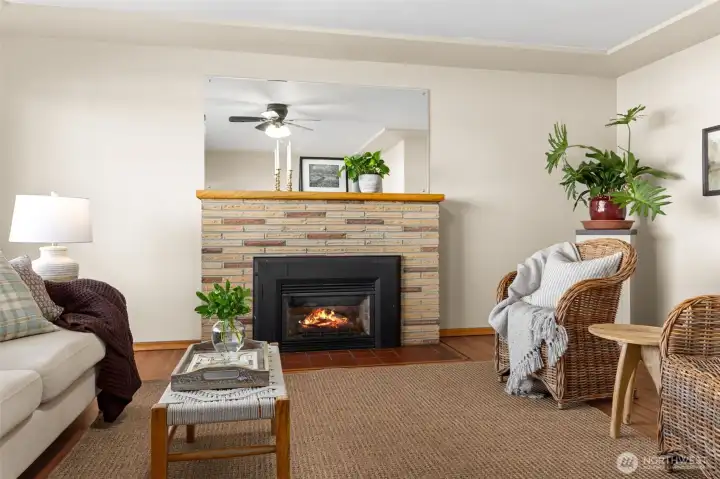 Original brick fireplace