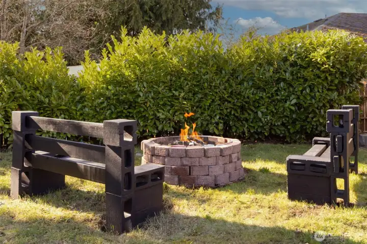 Custom firepit with benches included