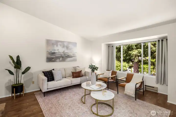 Vaulted ceilings give the home a spacious and expansive feel.