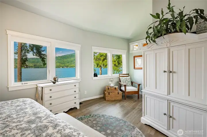 Primary bedroom view of lake