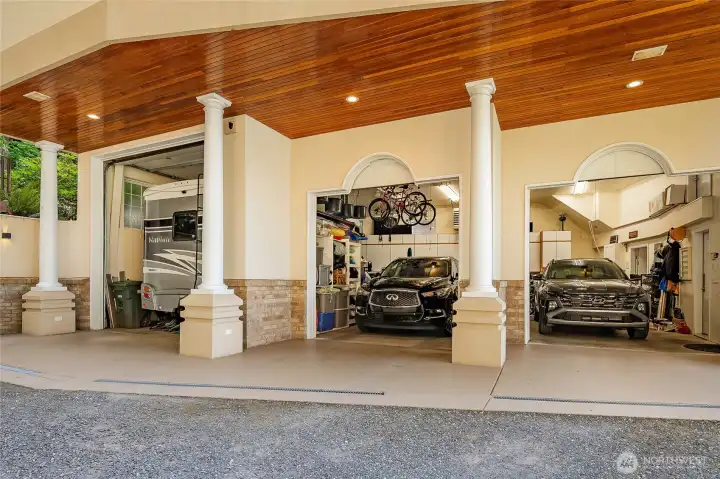 3 bay garage with 11 foot RV door