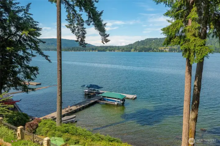View of lake and docks