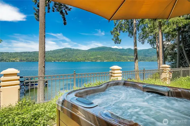 Hot tub with lake view