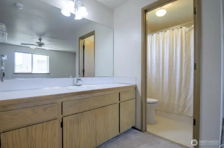 Primary bathroom; dual sinks