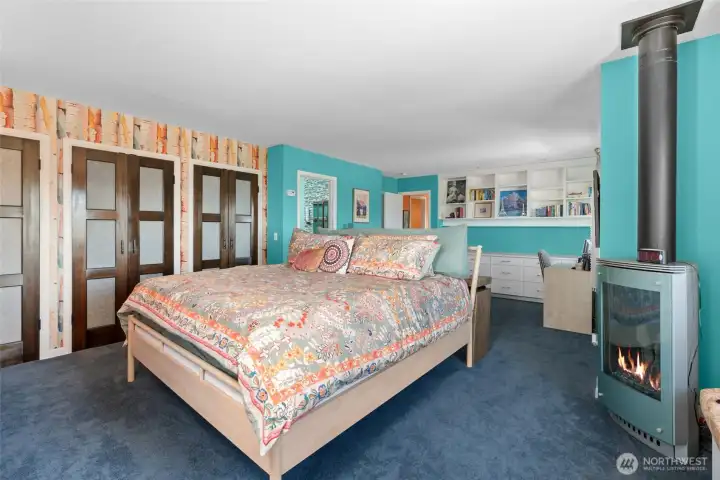 Note the fireplace, and multiple closets, including a walk-in-closet Note the fireplace, and multiple closets, including a walk-in-closet