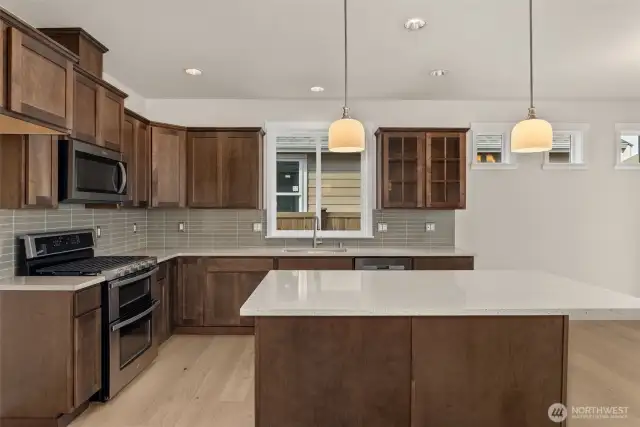 Maple cabinets throughout
