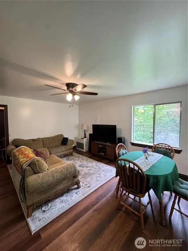 Open concept living room & dining area