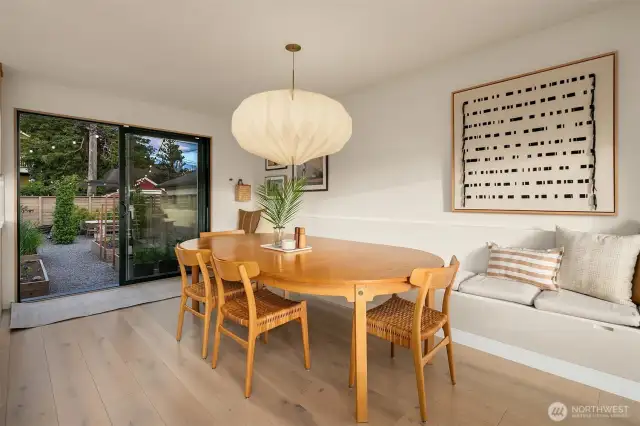 Built in bench seating with storage.