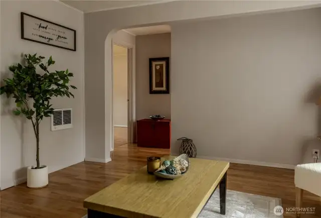 View from living room to bedroom