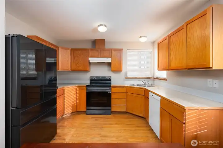 Kitchen has been digitally altered to show what it will look like vacant