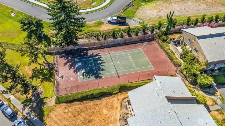 Calling all tennis or pickleball players.  A fun sport right out your back door!