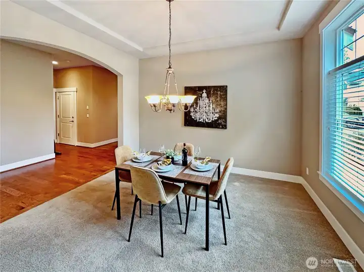 View of formal dining from butler's pantry.  Easy access from kitchen.
