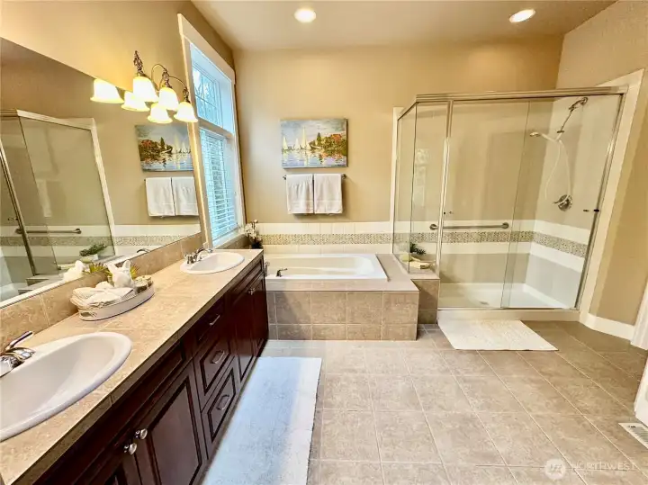 Stunning 5-piece primary bath.