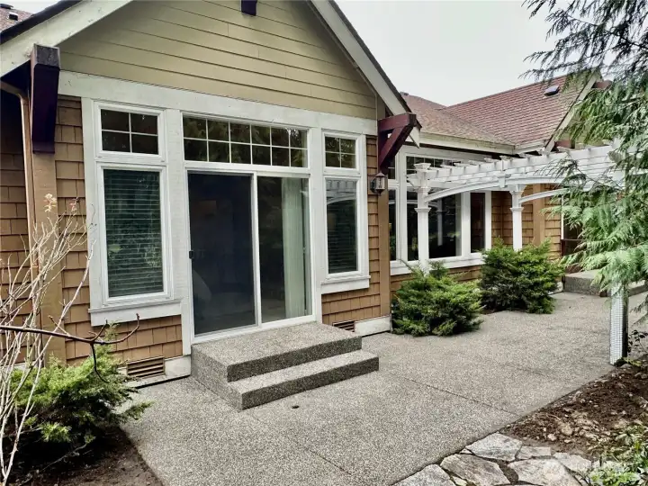 Patio off of primary, the ideal spot for a hot tub.