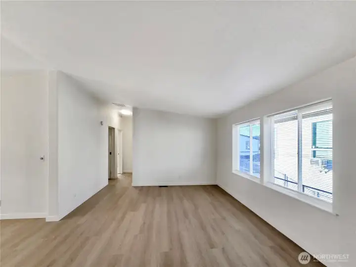 Second living area with access to the bath and additional bedrooms.