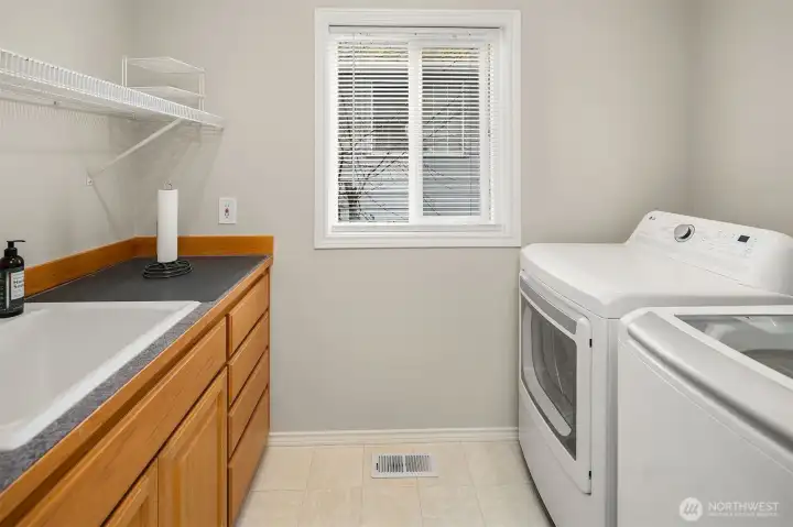 utility room on the main floor - washer and dryer stay