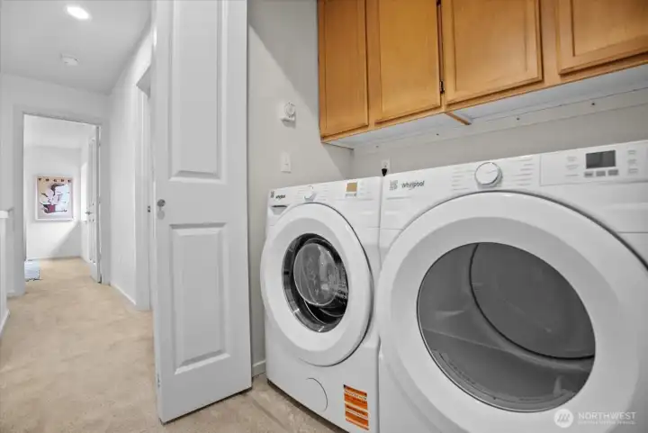 Side by side washer and dryer; recently purchased in 2025.