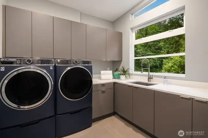 Generous laundry room.
