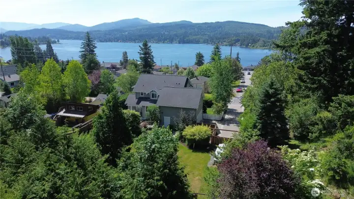 Overhead view toward lake