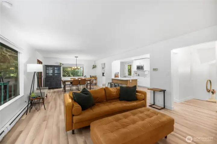 Open and spacious flow from living to dining