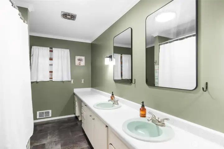 Full Bath with double sinks and plenty of storage