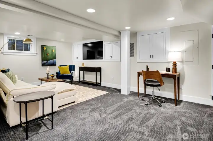 Built-in cabinetry brings the home's character to the lower level. Built-in cabinetry brings the home's character to the lower level.