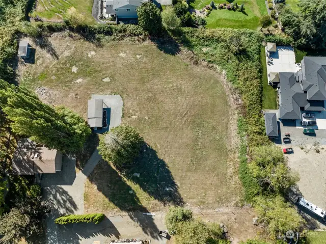 Arial View with combined Parcels. Separate entry to guest space/Home office next to home 1.35 Acre Parcel. Ask list agent for Soil Logs.