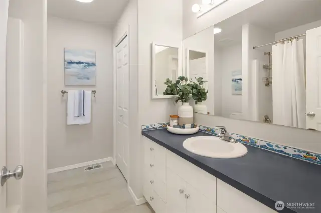 Convenient hall bath.