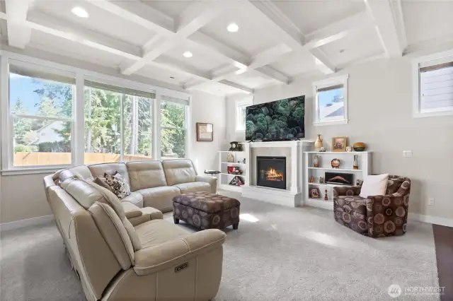 Expansive living room w/fireplace