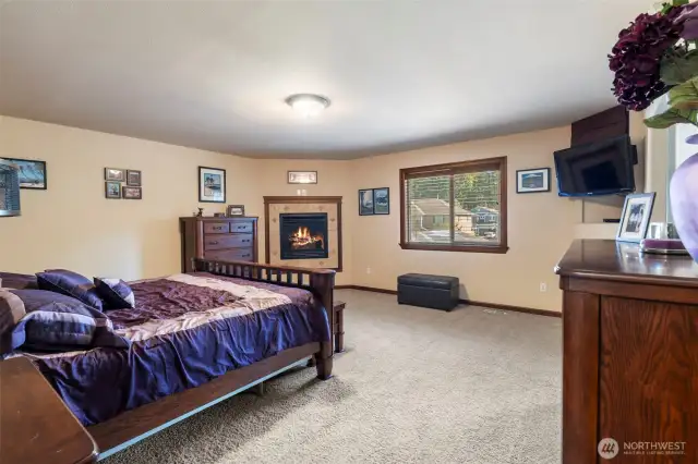 Primary bedroom with a second fireplace