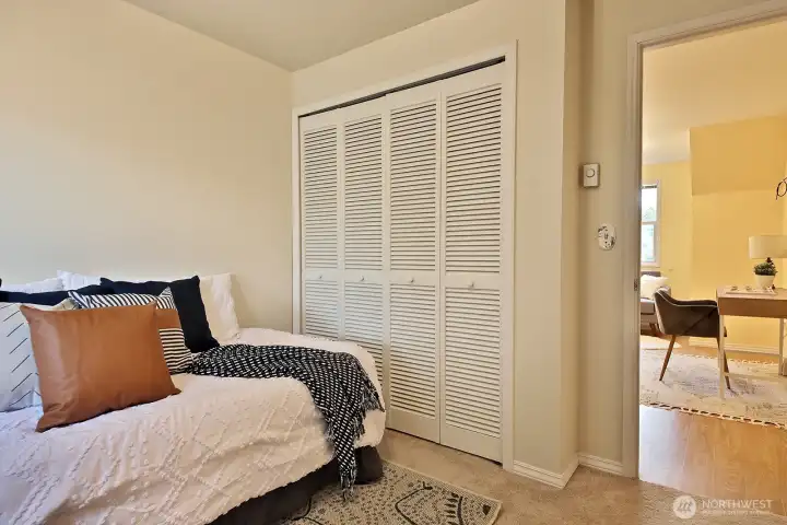Bedroom #5 has a standard sized closet and would make an excellent additional office space.