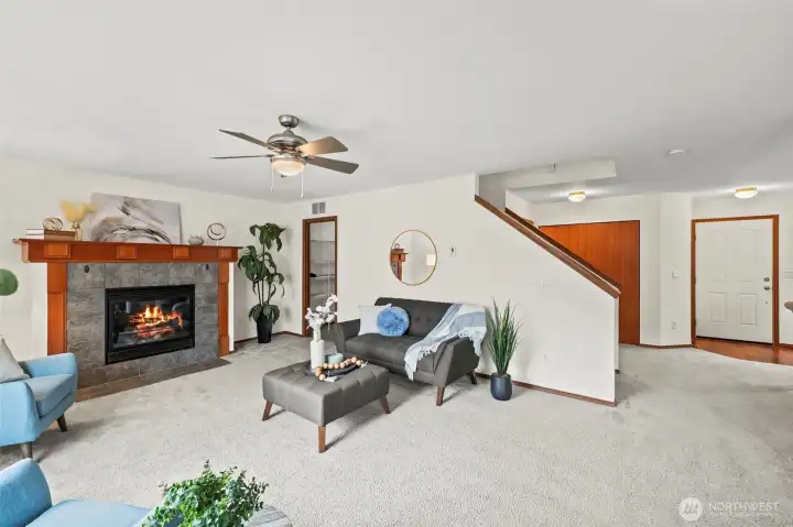 Cozy gas fireplace