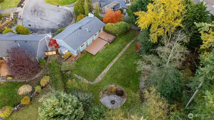 Aerial view of private backyard