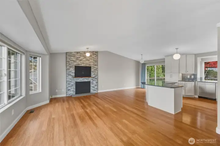 Open living/dining/kitchen spaces