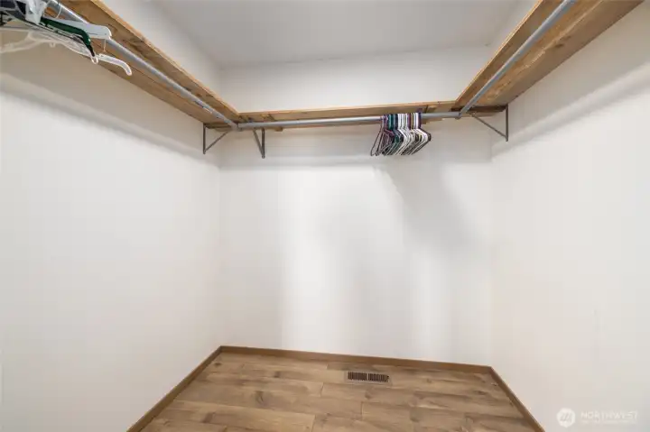 The primary bedroom has a walk-in closet