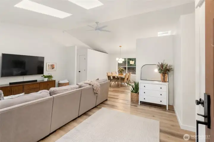 Light and bright with 3 skylights + vaulted ceilings.