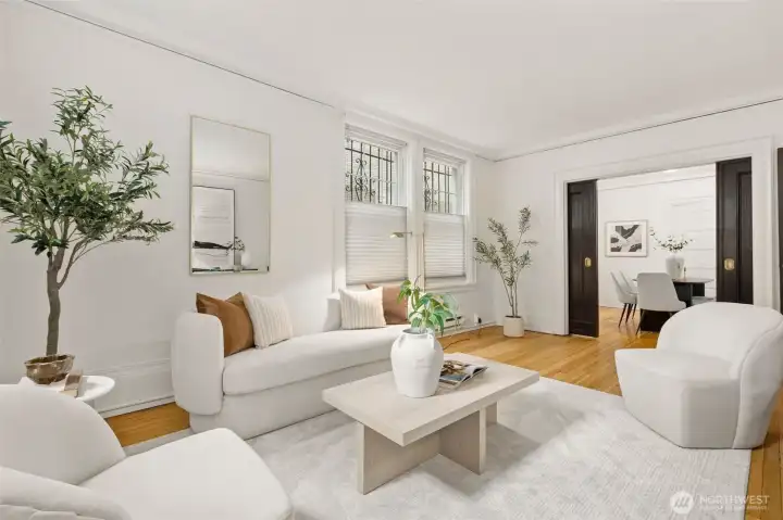 Living room opens to the dining room