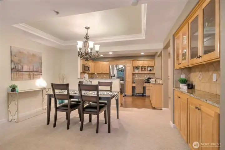 Dining area fits any size table.