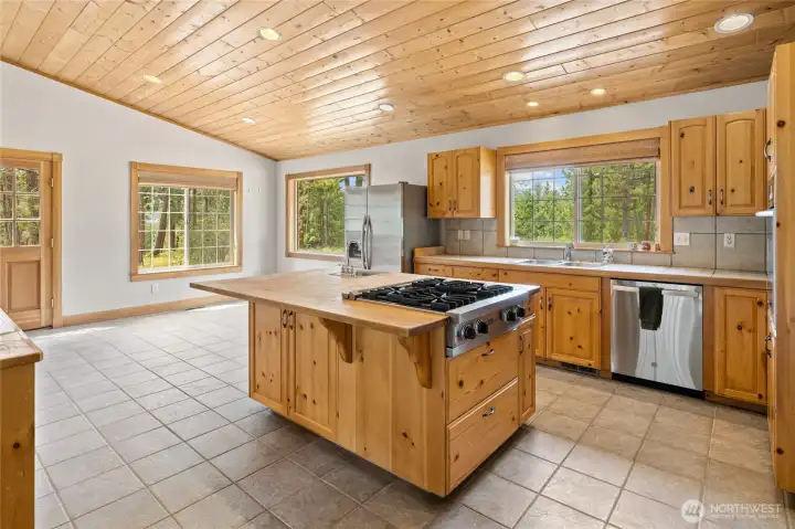 Island with drop-in Wolf Range