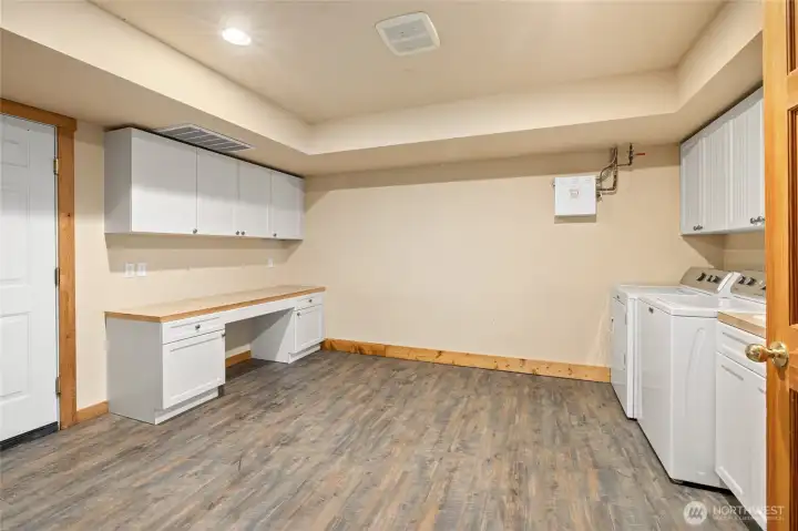 Lower bonus utility room with work station