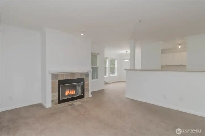 Open living area with a seamless view into the dining area.