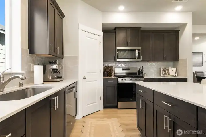 Undermount sinks, walk-in pantry