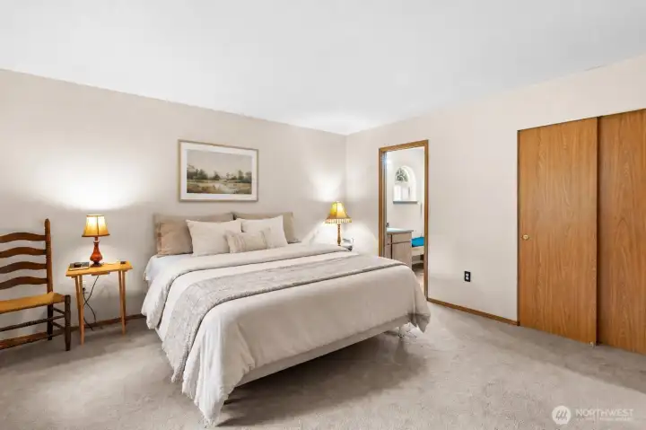 Primary suite - photo partially digitally staged