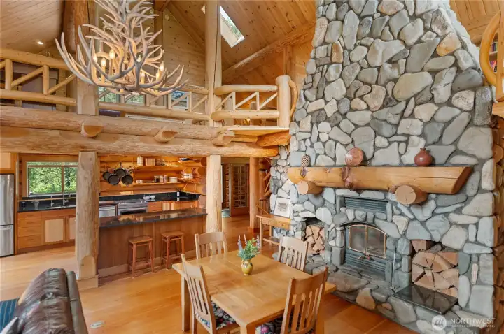 Warm timber interiors, handcrafted log construction, and open gathering spaces create an authentic luxury lodge experience in the heart of Mazama.