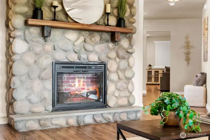 Custom fireplace with mantel