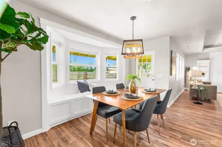Dining space with built-in window bench