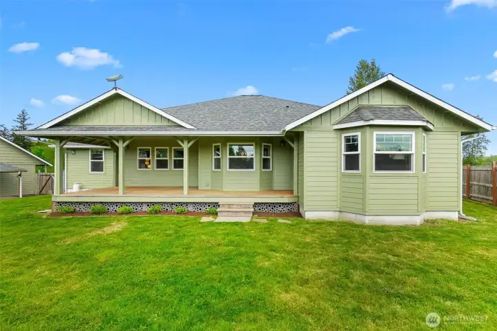 View of covered back porch